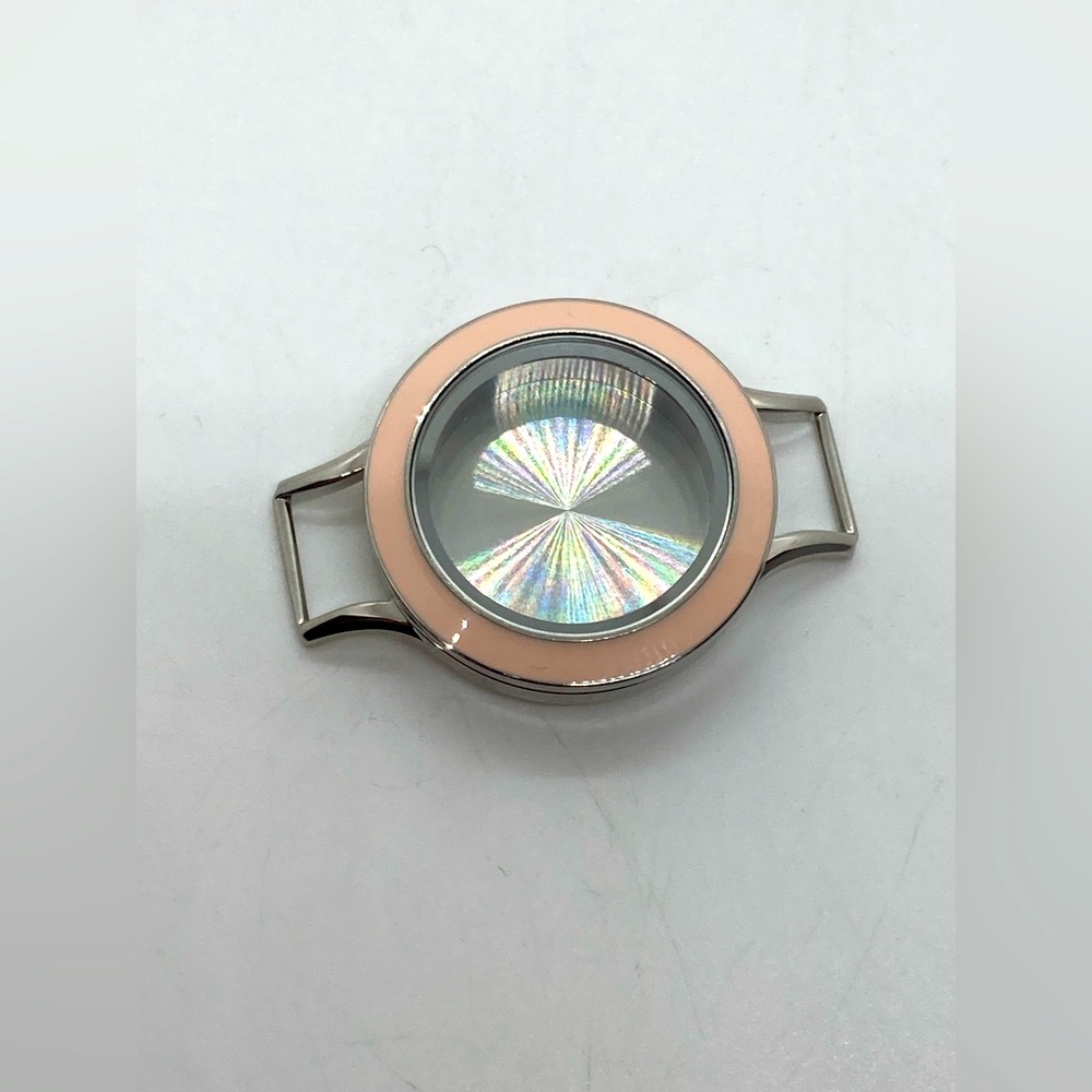 Authentic Origami Owl Small Silver & Cream Enamel Wrap Twist Locket (Base Only)